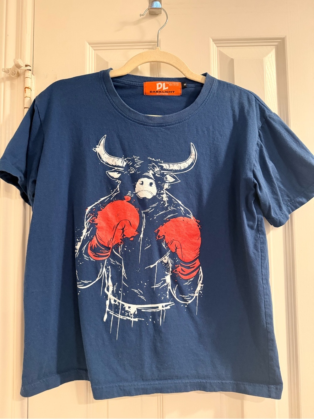 Navy Graphic Tee with Red Boxing Bull